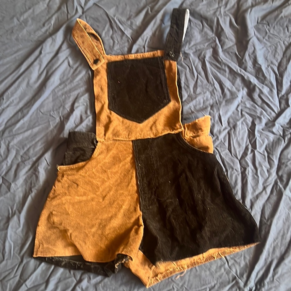 Size 4 hand sewn overalls brown and black
